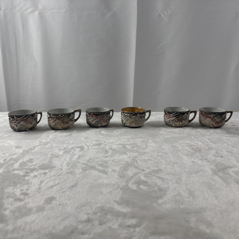 Vintage Fairyland Dragonware Teapot Creamer W/ 6 Cups - Picture 4 of 7